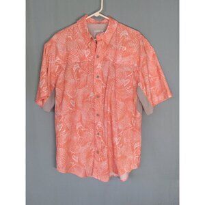 Reel Legends Mariner II Shirt Sz M Orange White Mens Collar Short Sleeve Vented